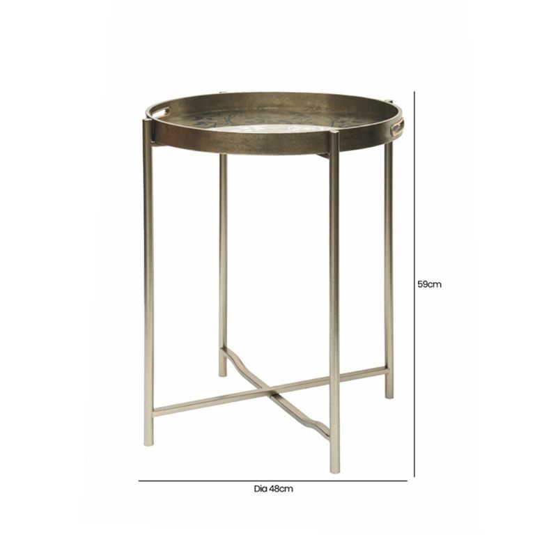 End Table - Round - Champagne Metal - Tray