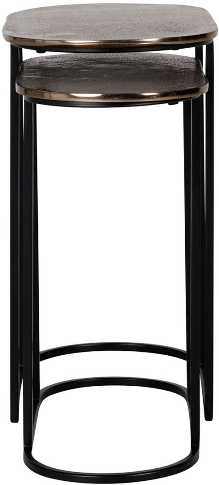 Chandon Side Table - 2 Tier - Oval - Champagne Gold and Black - Aluminium