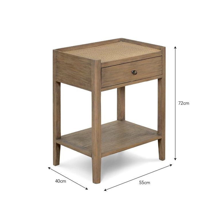 Chesterton Side Table with Drawer Natural Rattan