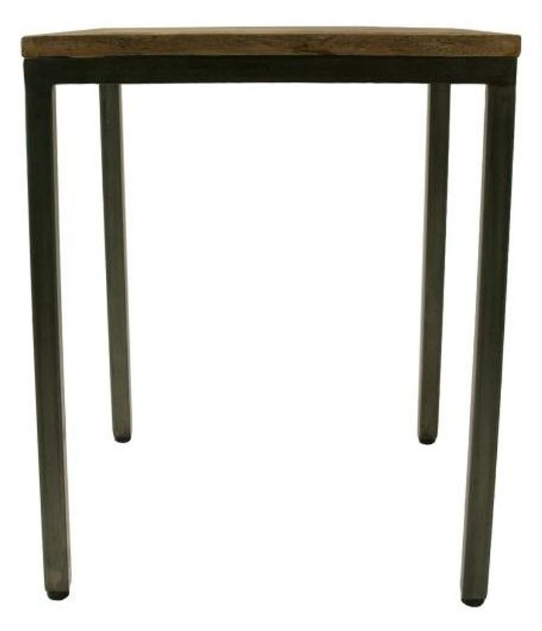 Chevron Mango Wood Square Lamp Table - Brushed Gunmetal Base