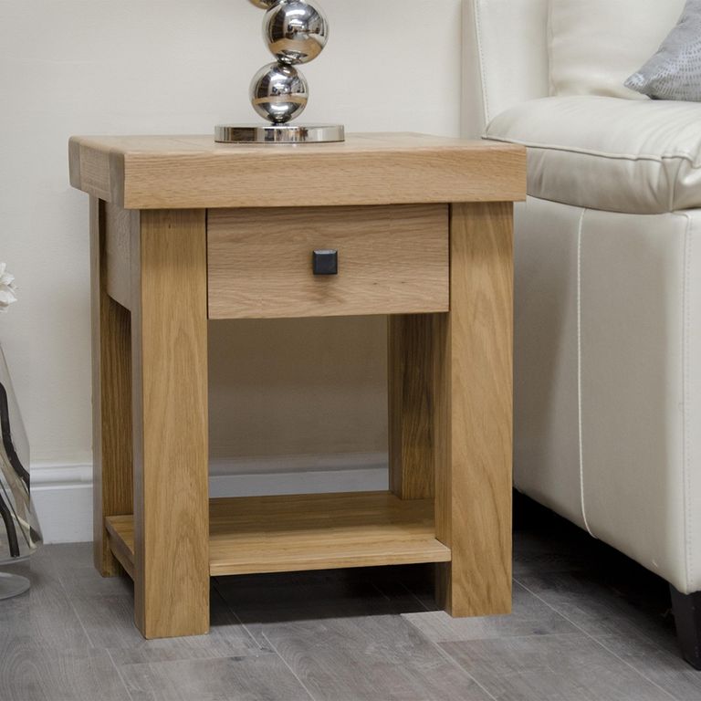 Bordeaux Lamp Table - 1 Drawer - Square - Oak