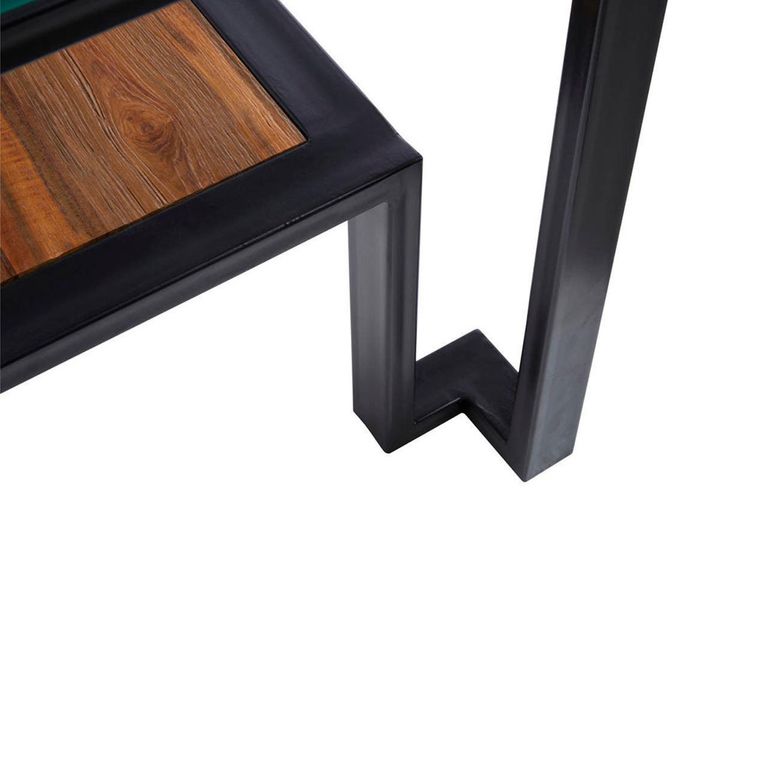 Cibo Side Table - 2 Tier - Square - Clear Glass with Black Metal