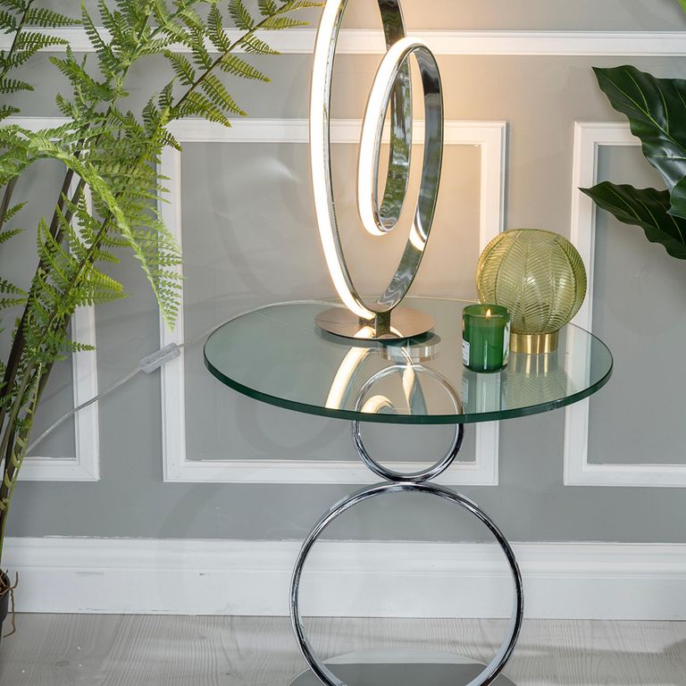 Circles Glass Top Round Side Table
