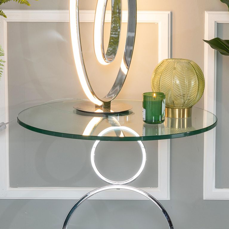 Circles Glass Top Round Side Table