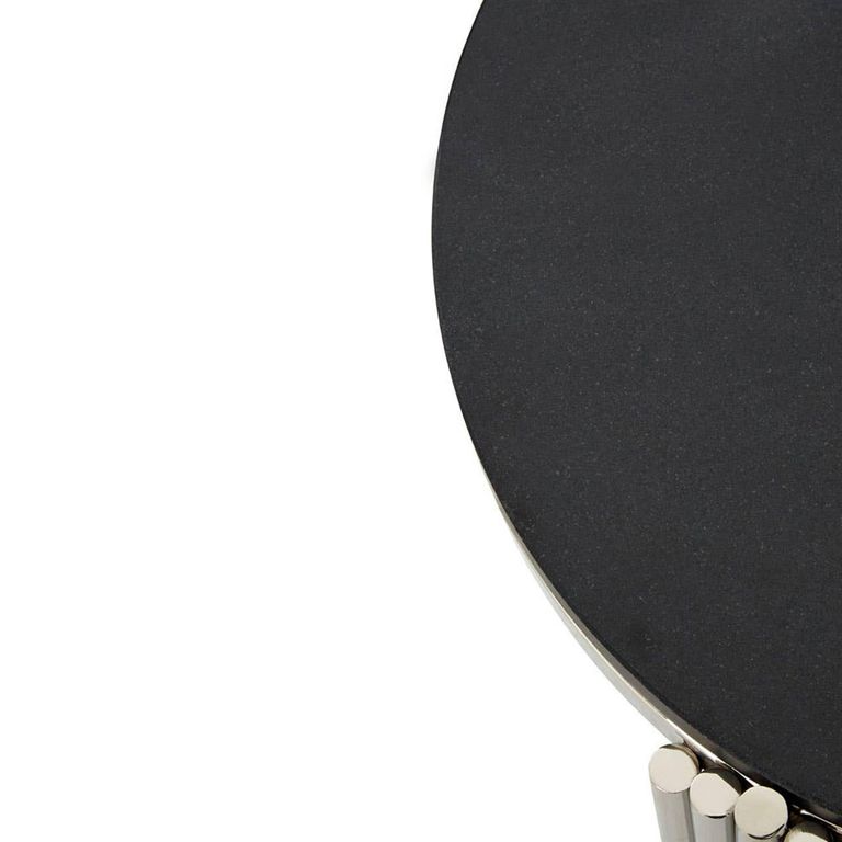 Clarice Side Table - Round - Black Granite with Chrome