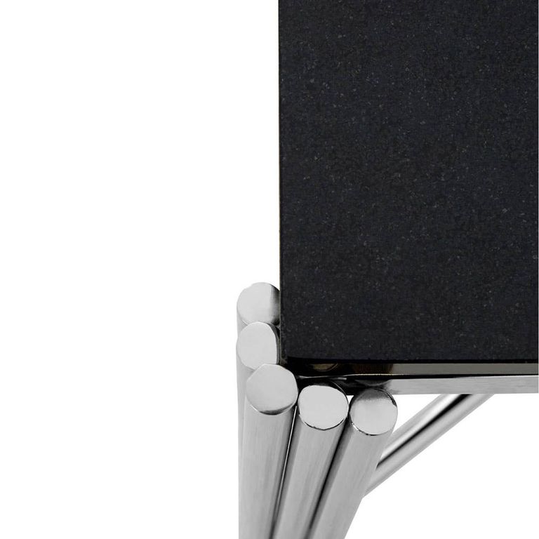 Clarice Side Table - Black Granite with Chrome