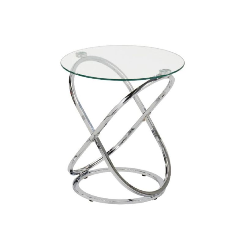 Rizzo End Table - Round - Clear Glass and Chrome