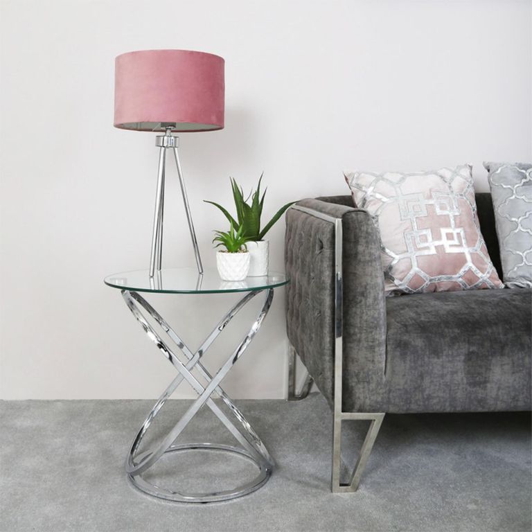 Rizzo End Table - Round - Clear Glass and Chrome