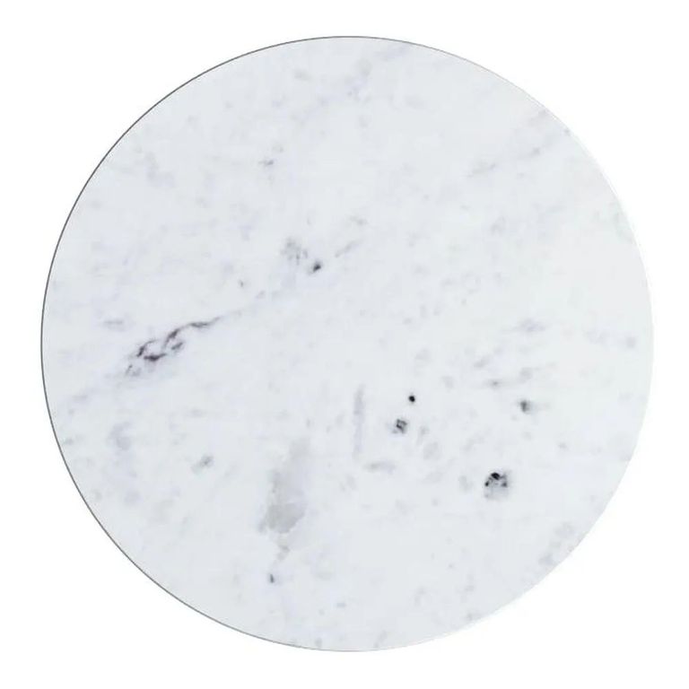 Clearance - Carra Marble Side Table White Round Top with Black Fluted Ribbed Drum Base - Brand New Item