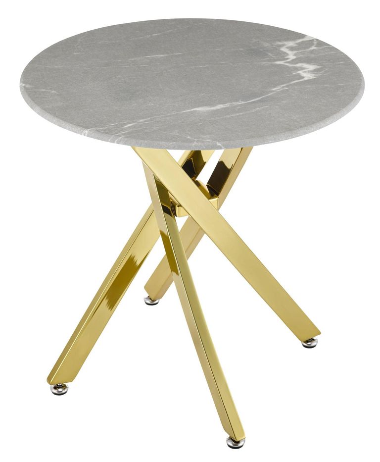 Clearance - Chopstick Grey Glass Round Side Table with Gold Metal Legs