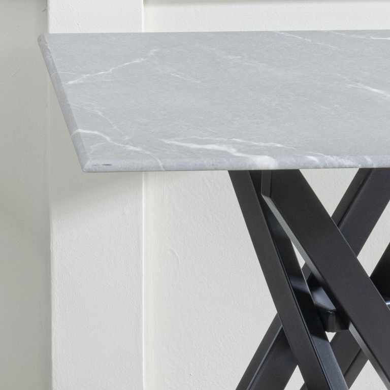 Clearance - Chopstick Grey Glass Square Side Table with Black Metal Legs