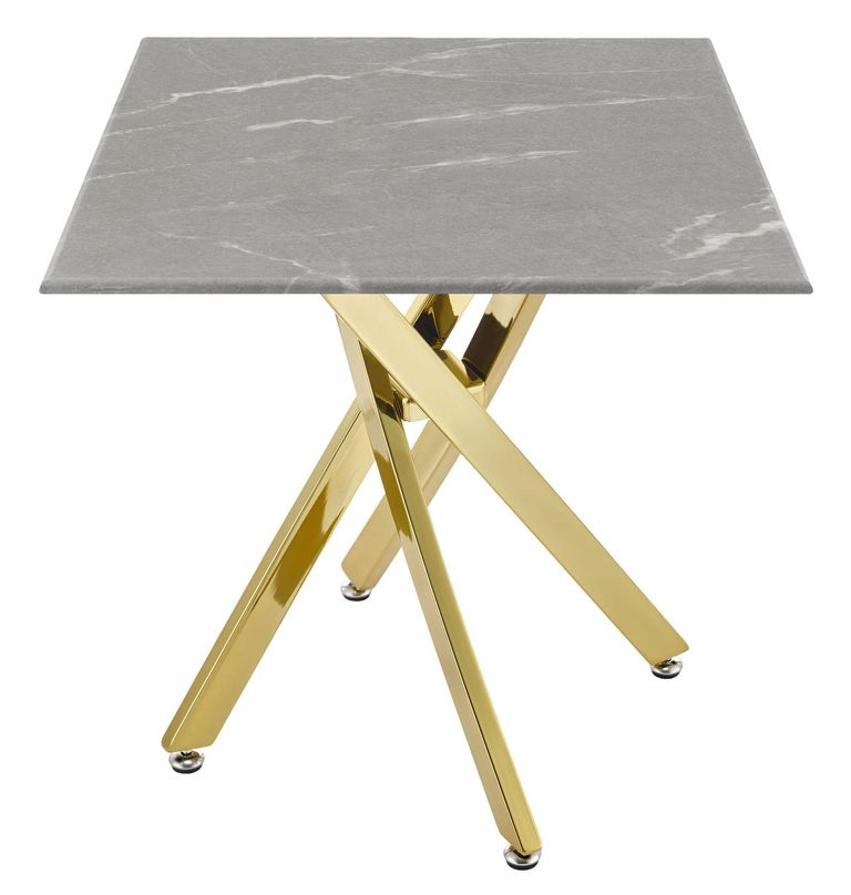 Clearance - Chopstick Grey Glass Square Side Table with Gold Metal Legs