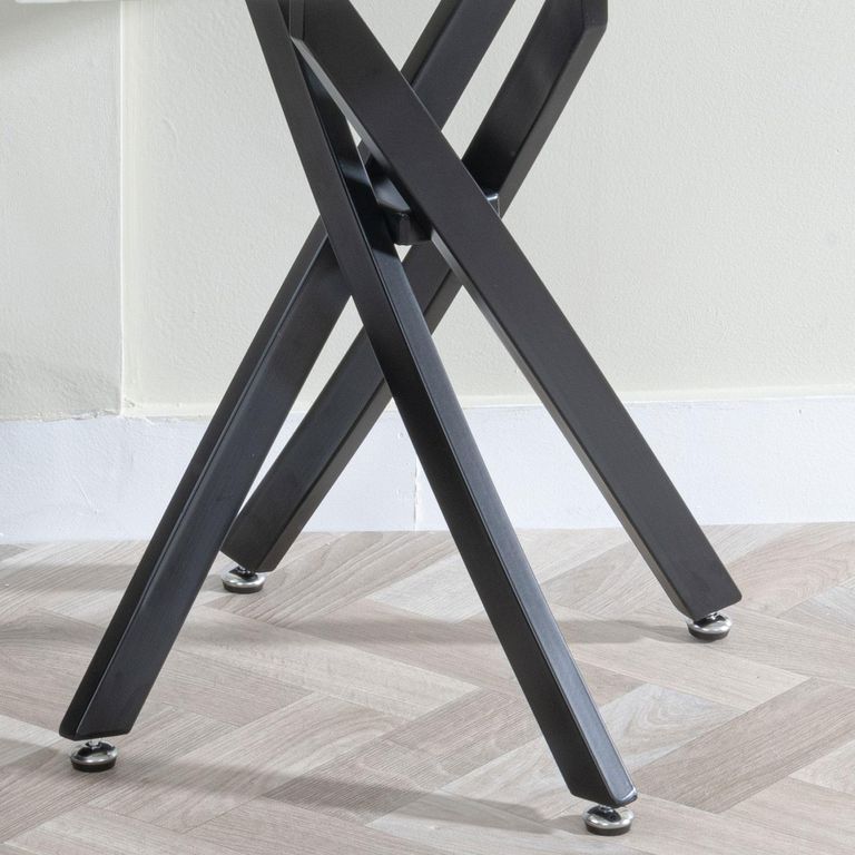 Clearance - Chopstick White Glass Square Side Table with Black Metal Legs