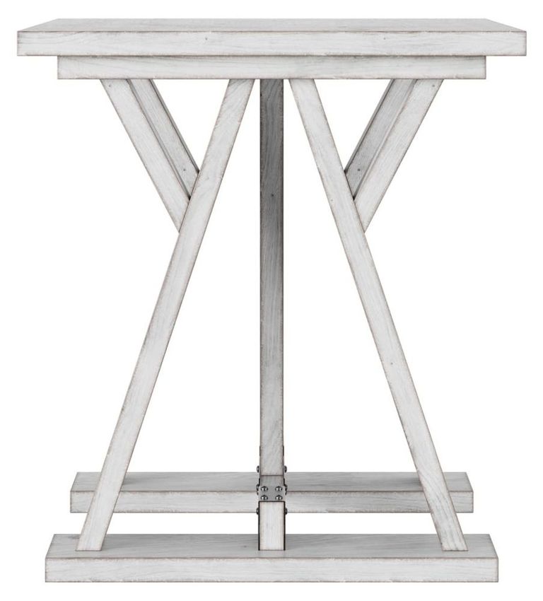 Clearance - Farmhouse Mango Wood White Washed Trestle Side Table - Brand New Item