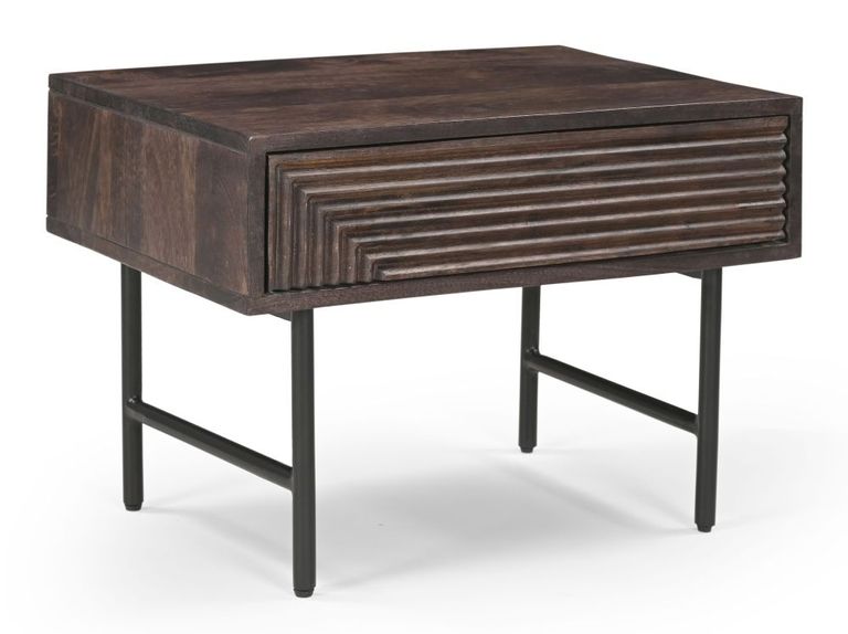 Clearance - Highgrove Fluted Lamp Table in Walnut Finished Mango Wood - Brand New Item