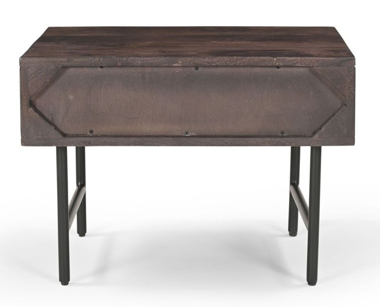 Clearance - Highgrove Fluted Lamp Table in Walnut Finished Mango Wood - Brand New Item