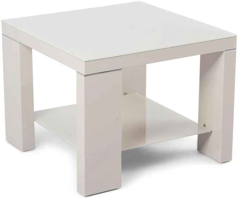 Clearance - Lucca Cream High Gloss Side Table - FSS13572