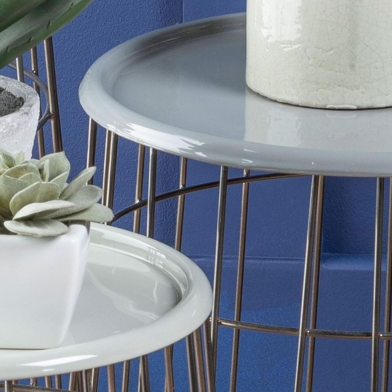 Clearance - Quinn Grey Metal Round Tables - Set of 3 - Brand New Item