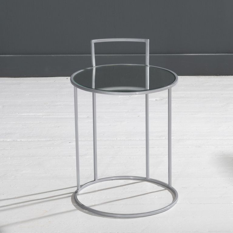 Clearance - Torrance Glass and Silver Round Side Table - Brand New Item