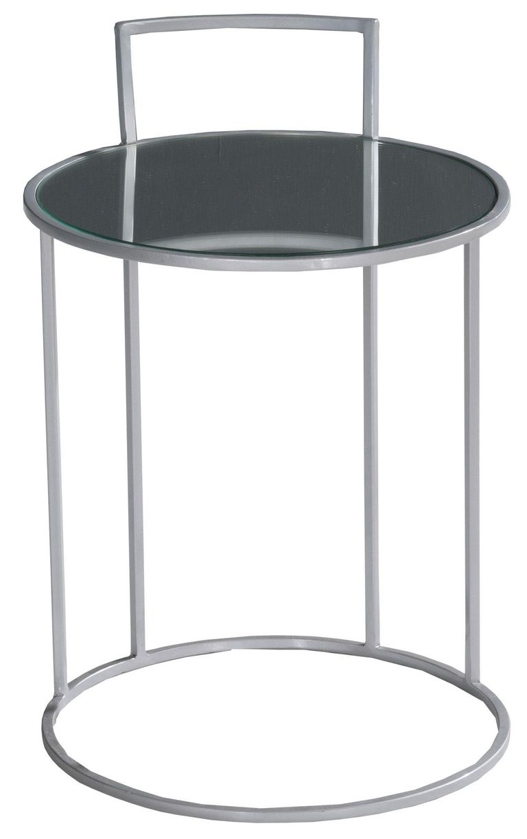 Clearance - Torrance Glass and Silver Round Side Table - Brand New Item