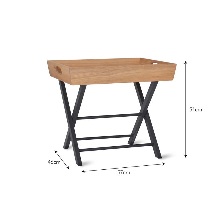 Clockhouse Butlers Side Table Carbon and Natural Oak