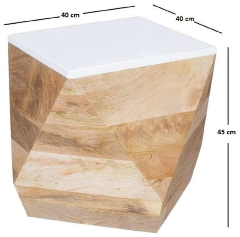 Coastal White and Wood Side Table