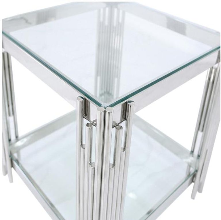 Cohen End Table - Square - Glass and Chrome