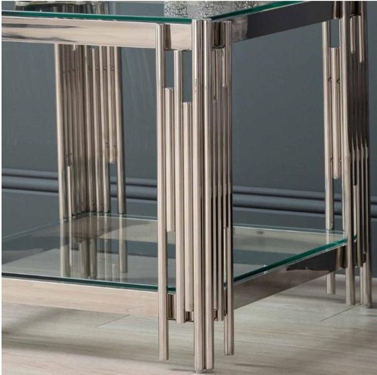 Cohen End Table - Square - Glass and Chrome