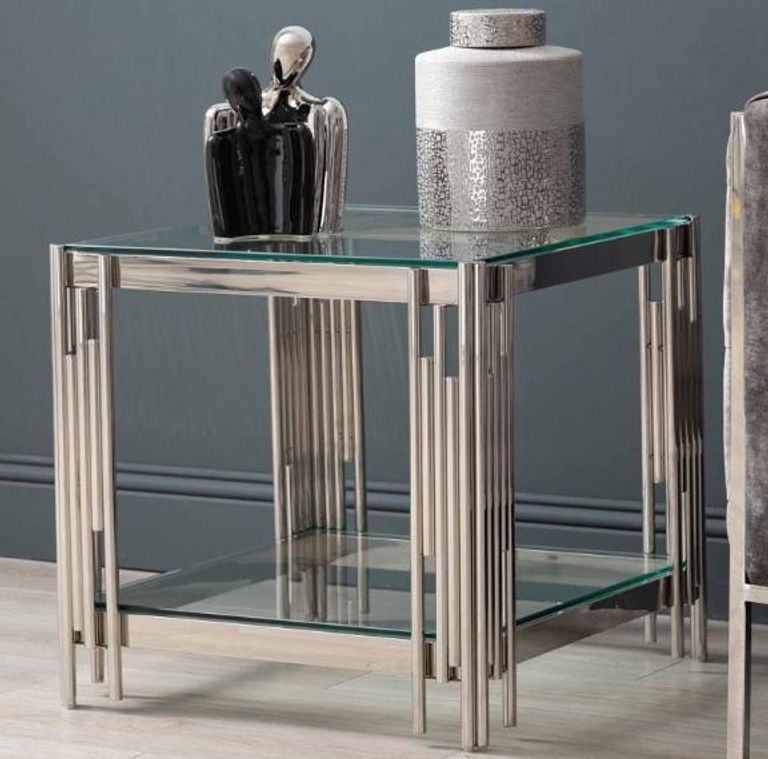 Cohen End Table - Square - Glass and Chrome