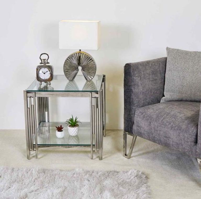 Cohen End Table - Square - Glass and Chrome