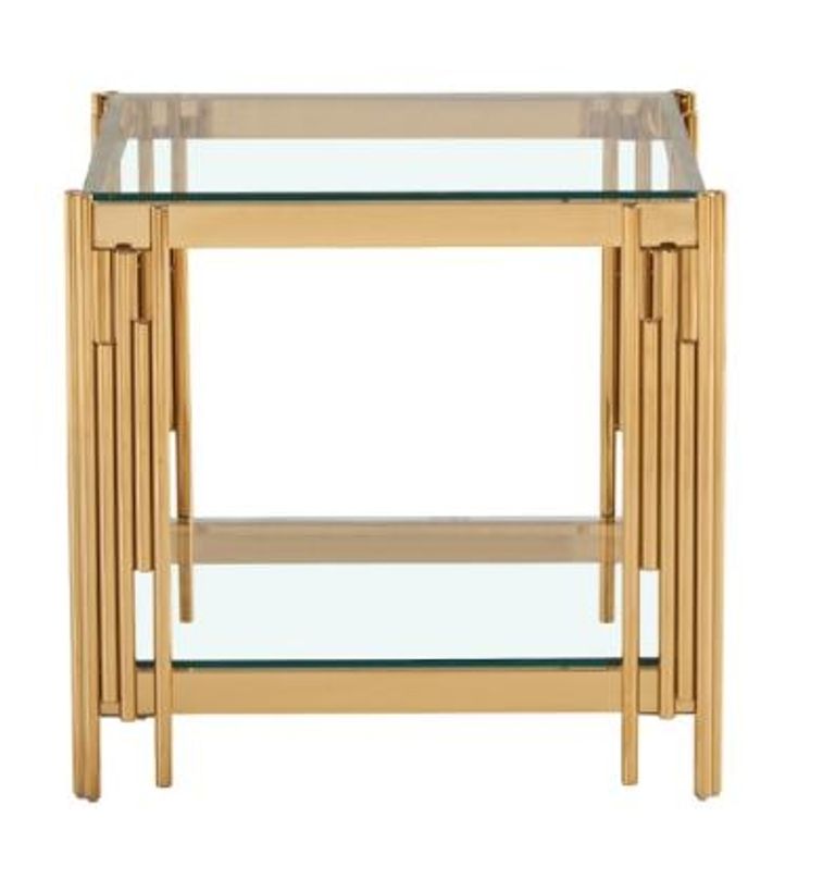 Cohen End Table - Square - Glass and Gold Metal