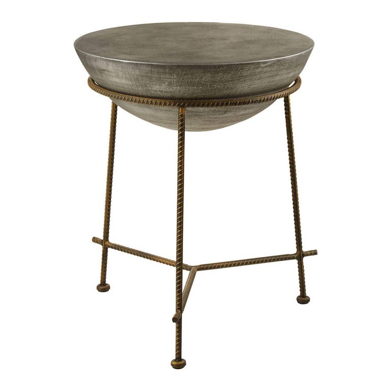 Compo Side Table - Round - Grey Concrete with Gold Metal
