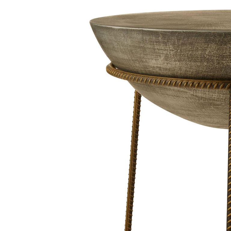 Compo Side Table - Round - Grey Concrete with Gold Metal