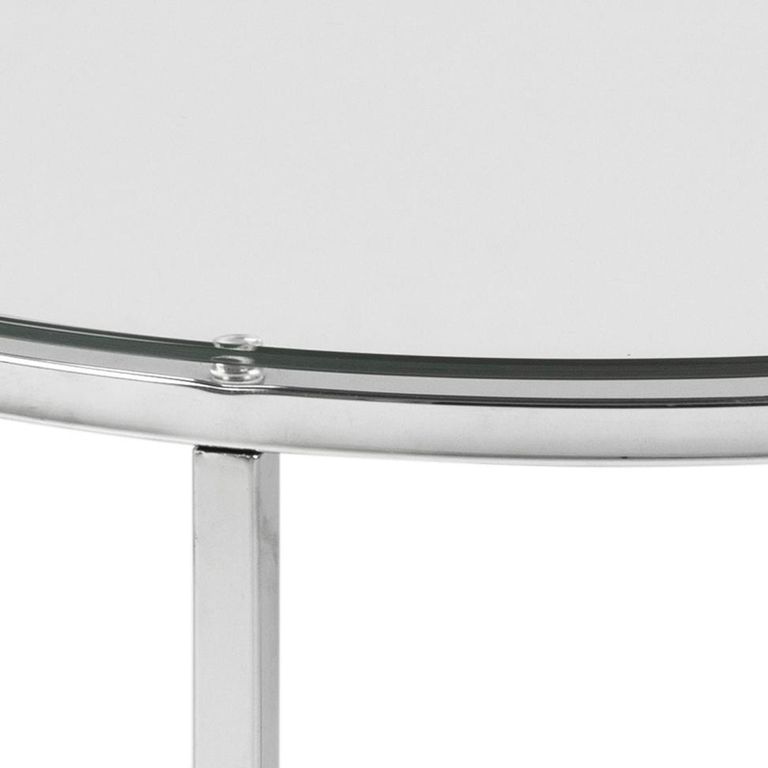 Cross Side Table - Round - Clear Glass and Chrome
