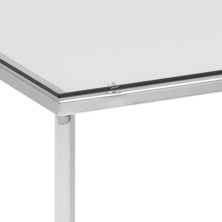 Cross Side Table - Square - Clear Glass and Chrome