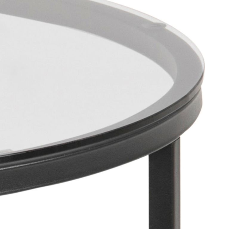 Cross Side Table - Round - Smoked Glass and Black