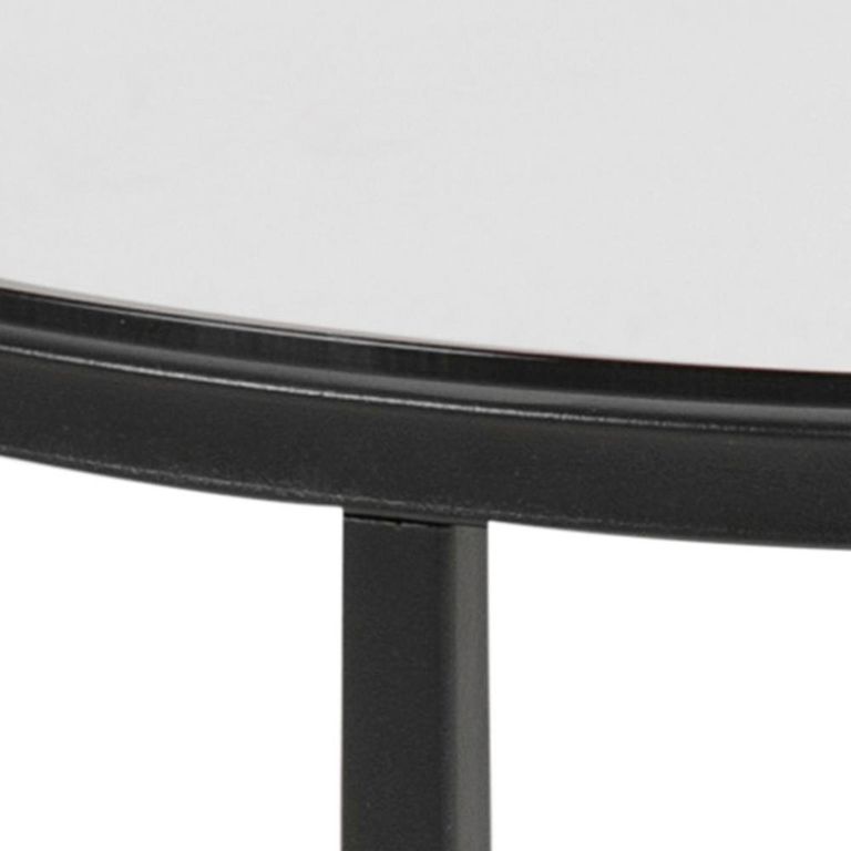 Cross Side Table - Round - Smoked Glass and Black