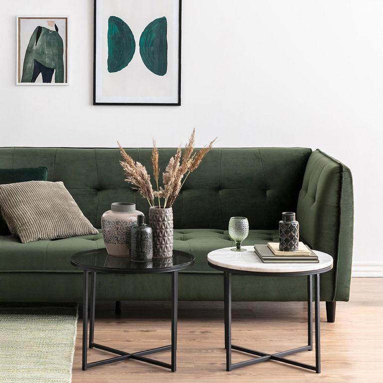 Cross Side Table - Round - Smoked Glass and Black