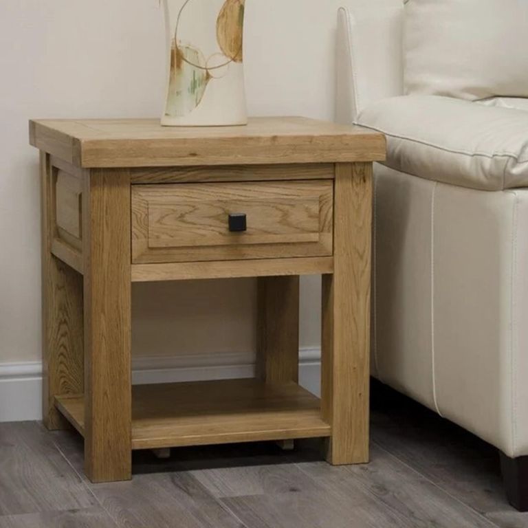 Clearance - Deluxe Lamp Table - 1 Drawer - Oak - B79