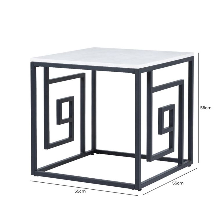 Devon End Table - Grey and Black Metal