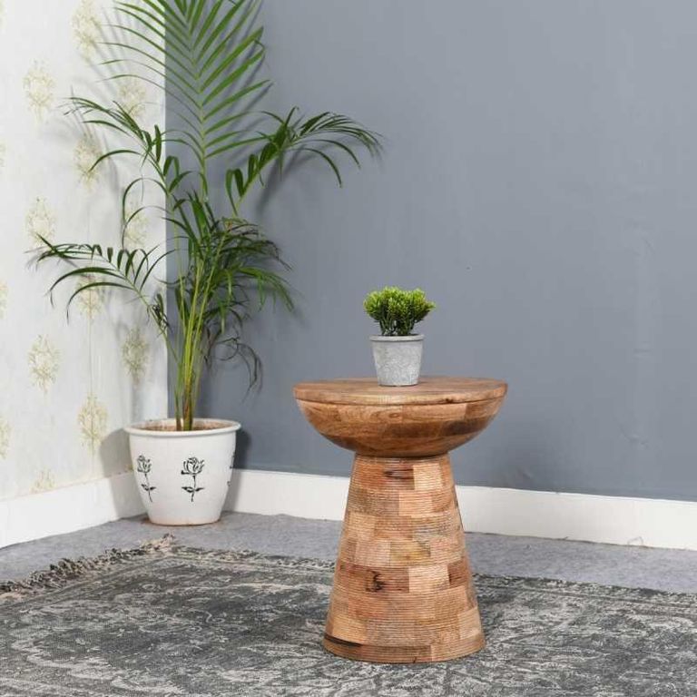 Dispur Solid Mango Wood Round Side Table 
