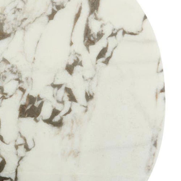 Doha Side Table - White Marble Round with Black Fluted Base