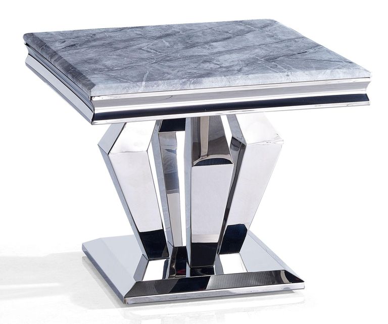 Dolce Grey Marble and Chrome Square Lamp Table