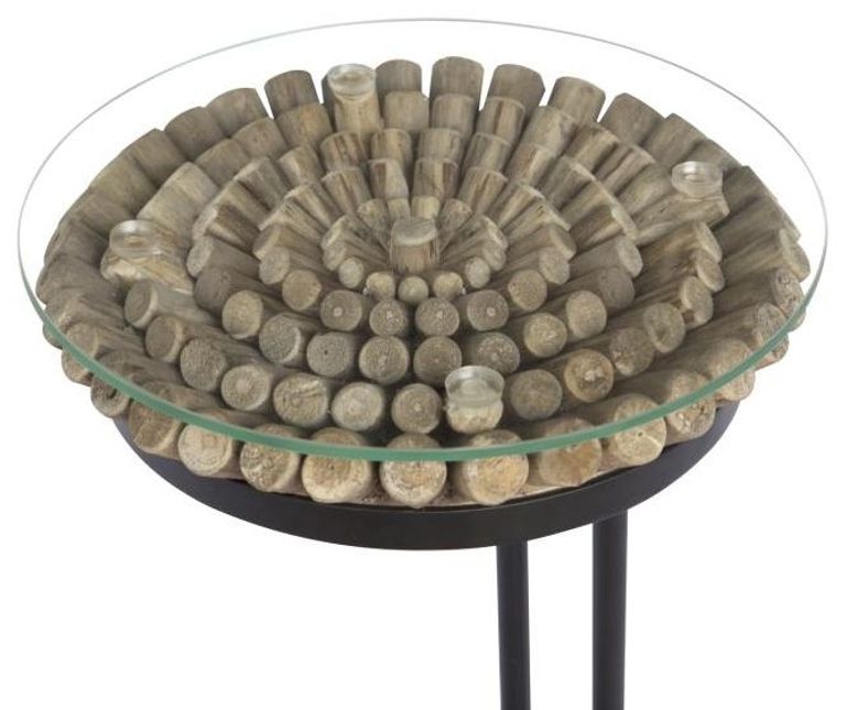 Driftwood 50cm Sofa Table - Glass Top