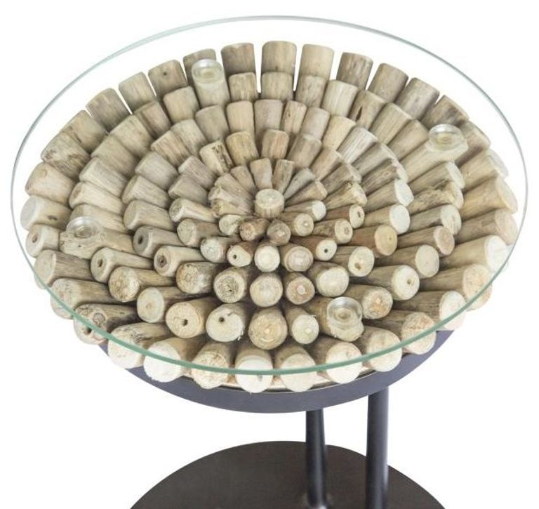 Driftwood 60cm Sofa Table - Glass Top