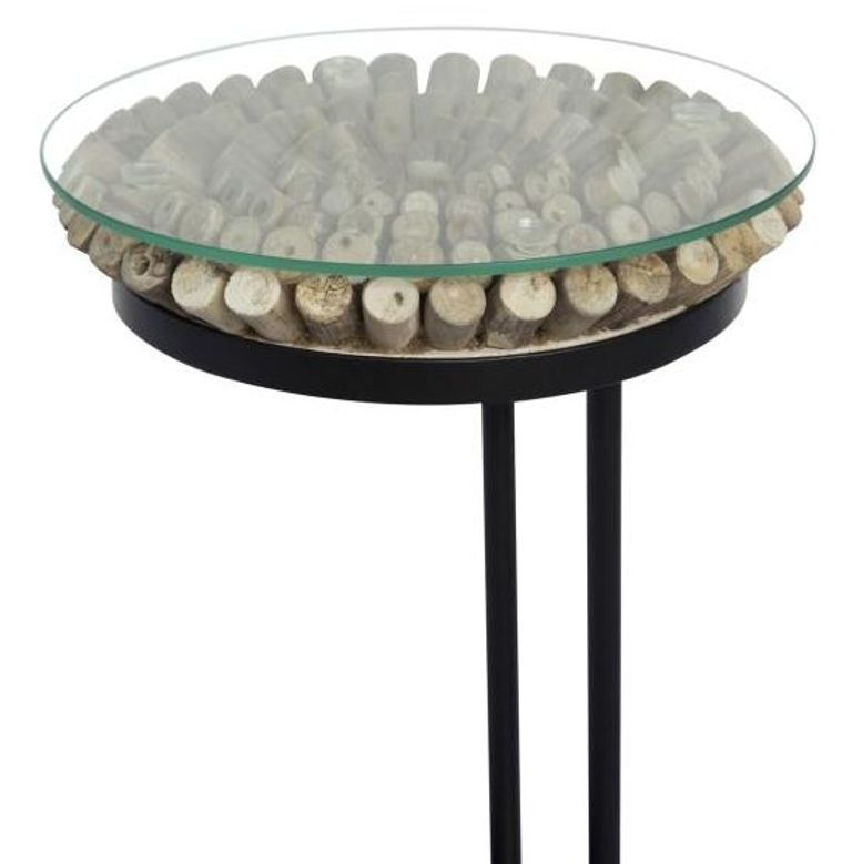 Driftwood 60cm Sofa Table - Glass Top