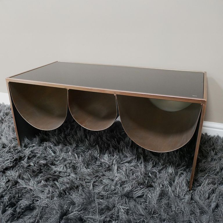 Side Table - Black Glass and Metal - Low