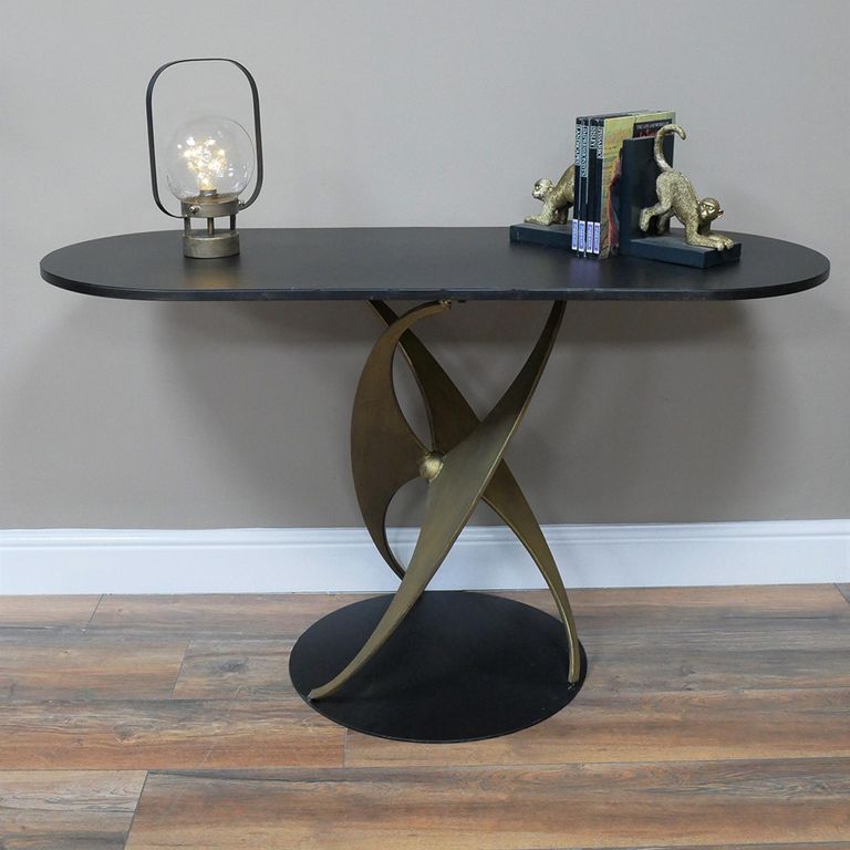 Side Table - Black Metal - Oval