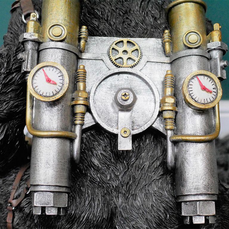 Side Table - Glass Round - Black Monkey Base - Metal