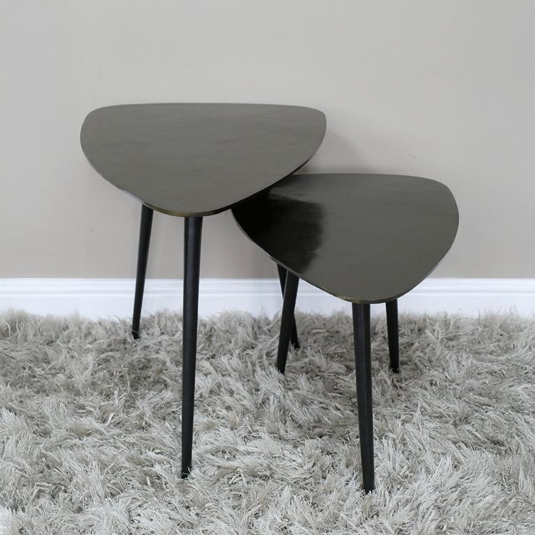 Side Tables - Aluminium - Triangular - Set of 2